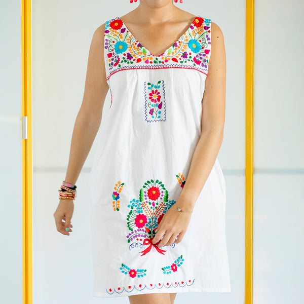 White Mexican Fiesta Dress