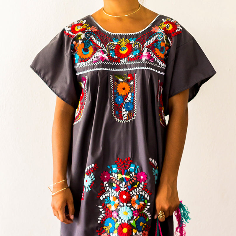 mexican dress charcoal
